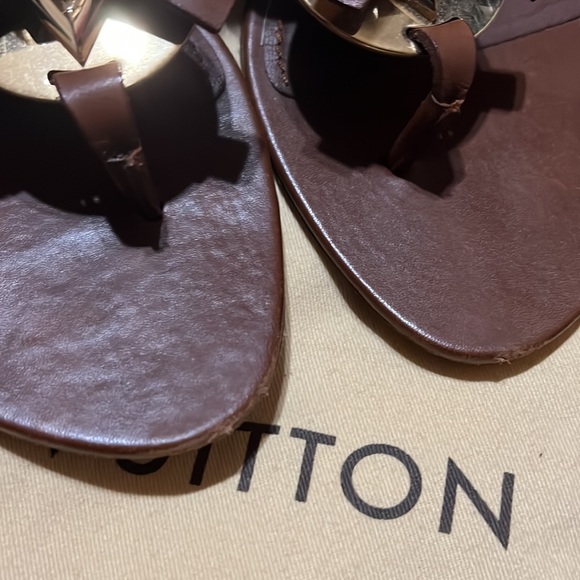 Rare Louis Vuitton Cognac Leather Thong Slippers - Picture 2 of 7